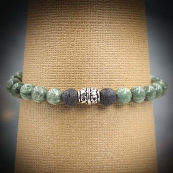 Seraphinite Aromatherapy Stretch Bracelet - Handmade to Order - Picture 1 of 2